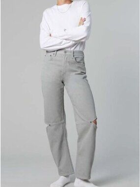 STILL HERE Womens Cowgirl Jeans 26 Gray Button Fly CutOut High Rise Cotton